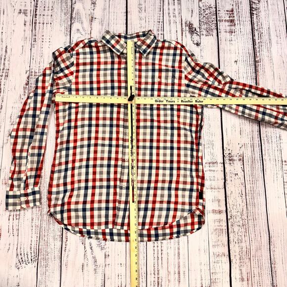 The North Face Plaid Button-Down Shirt Men’s L Red Blue Long Sleeve - Picture 3 of 10